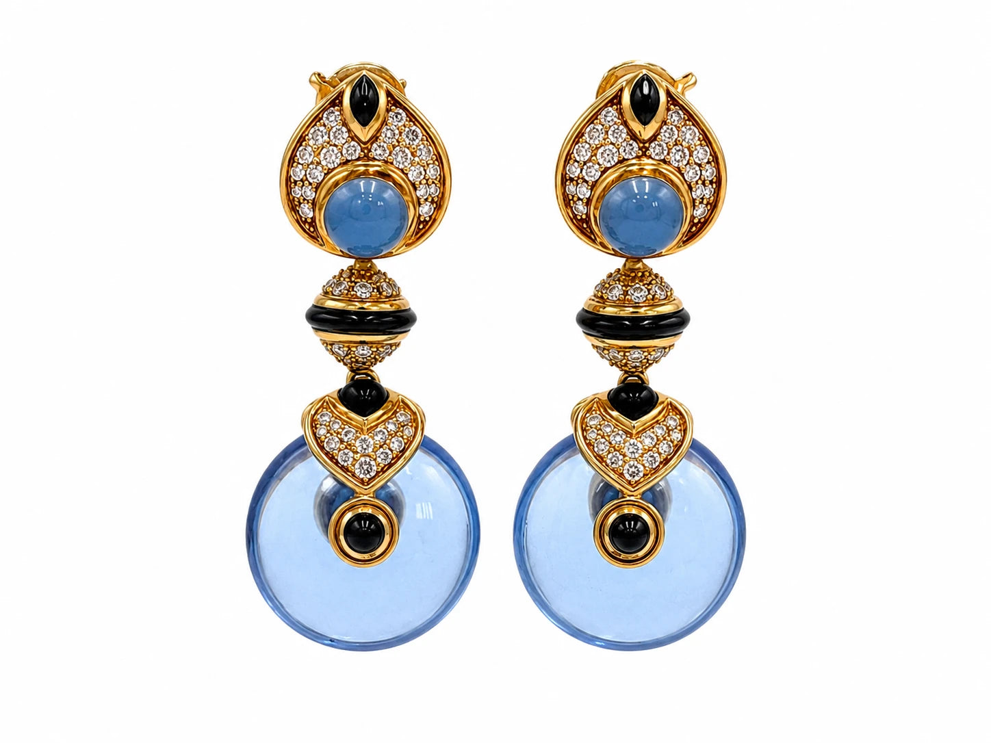 Marina B. Boucles d'oreilles Pneu or et Diamant pavage