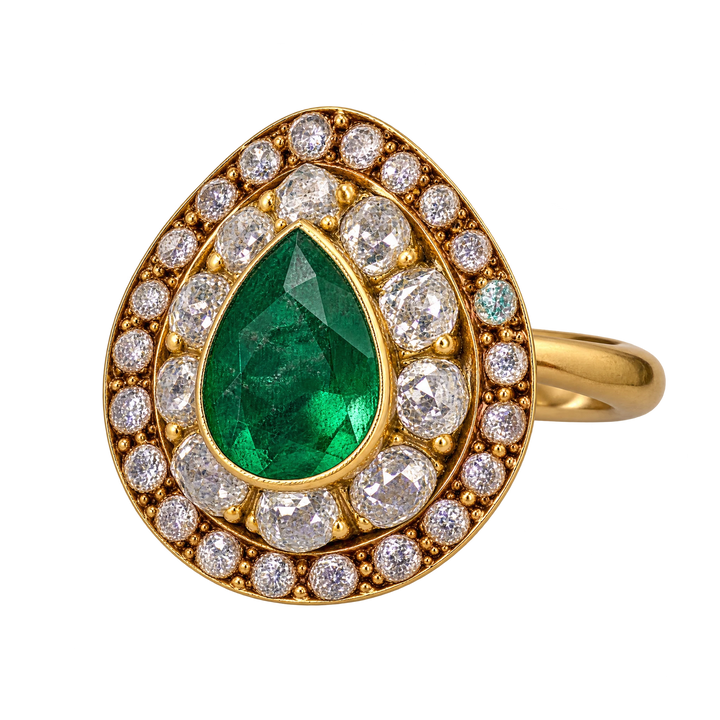 Bague or et Émeraude et diamants