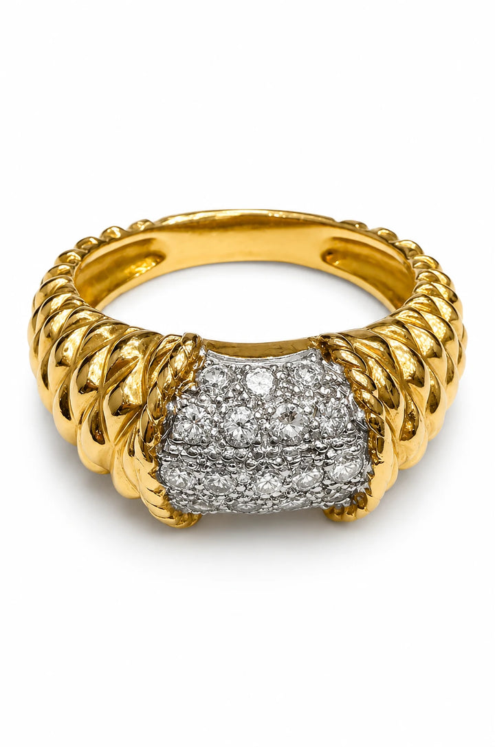 Bague Or jaune et Diamant pavage