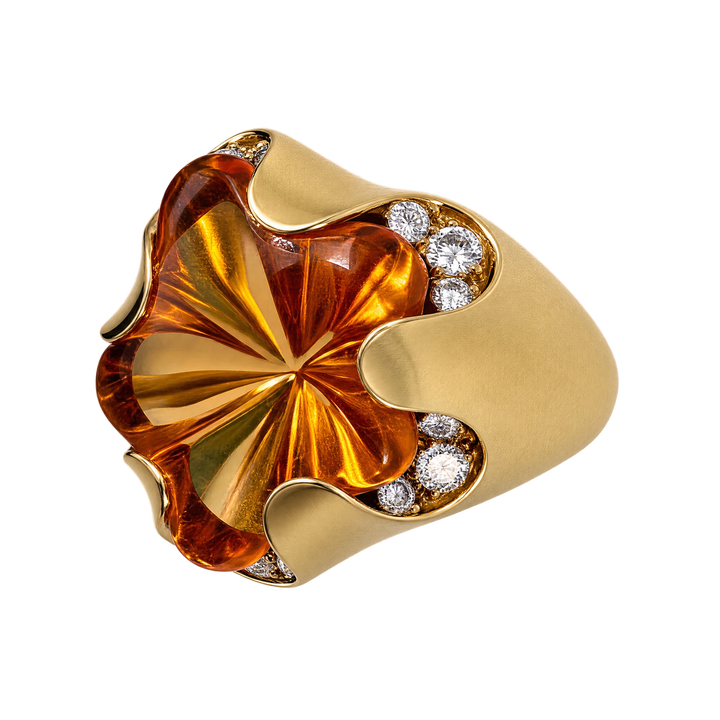 Bague or citrine