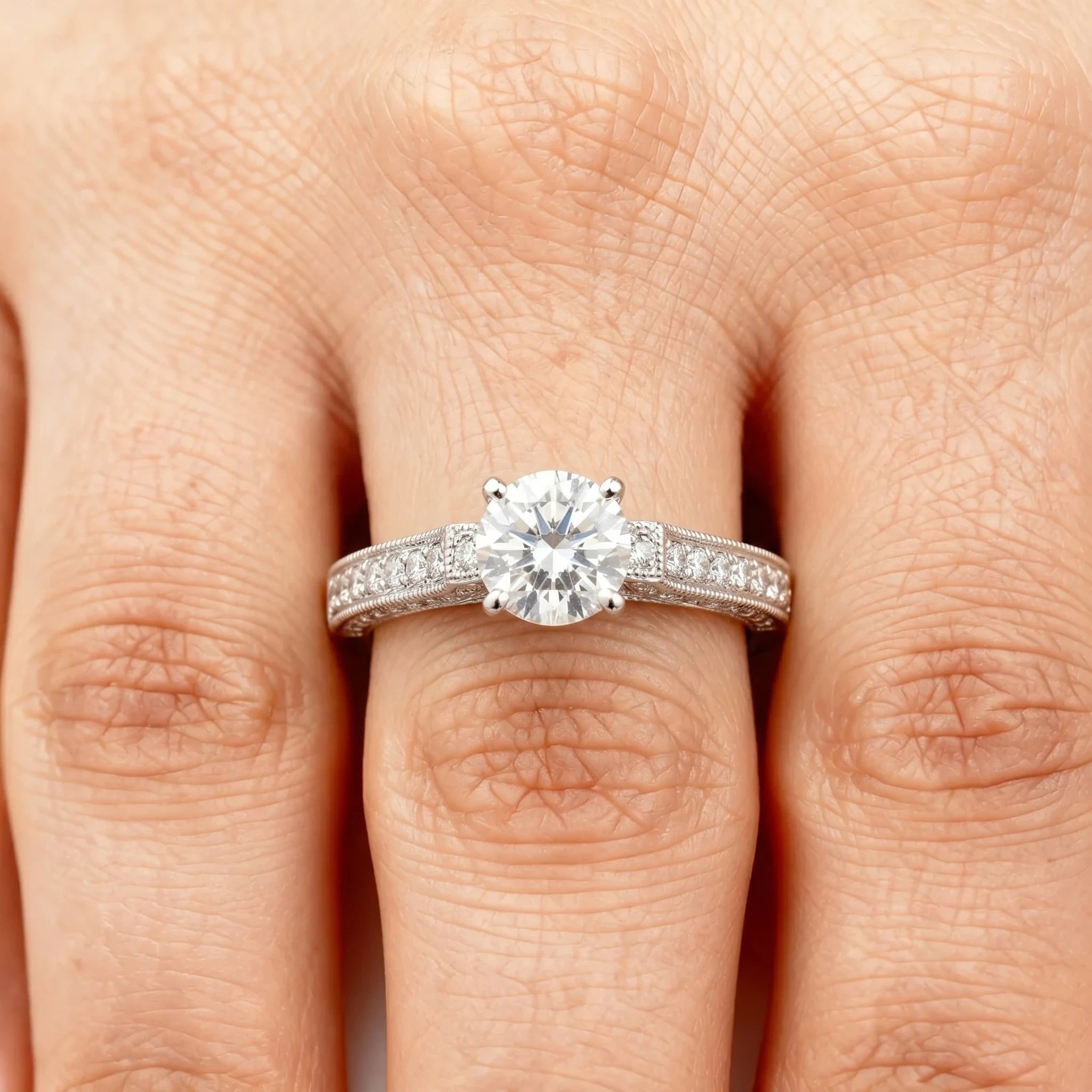 Bague solitaire Or gris et Diamant