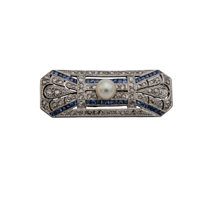 Broche Platine et Perle de culture