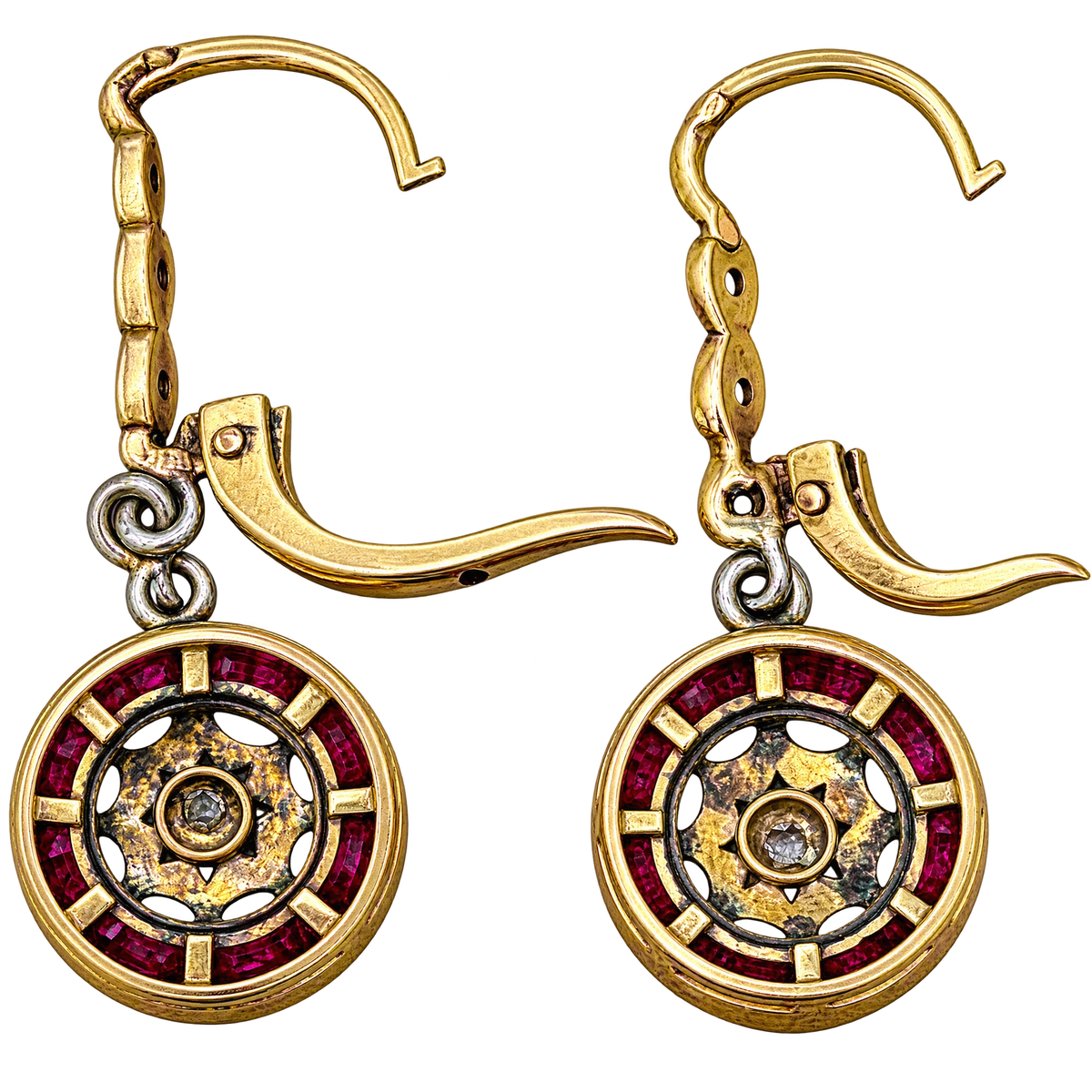 Boucles d'oreilles or et Rubis