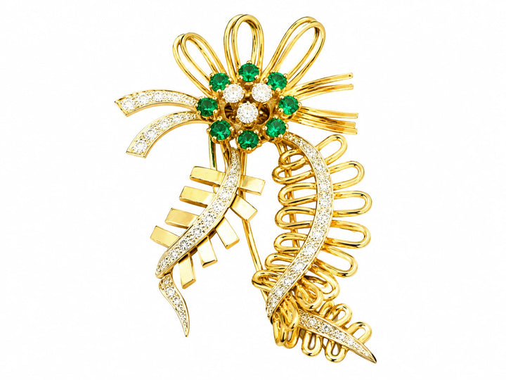 Broche or et Émeraude