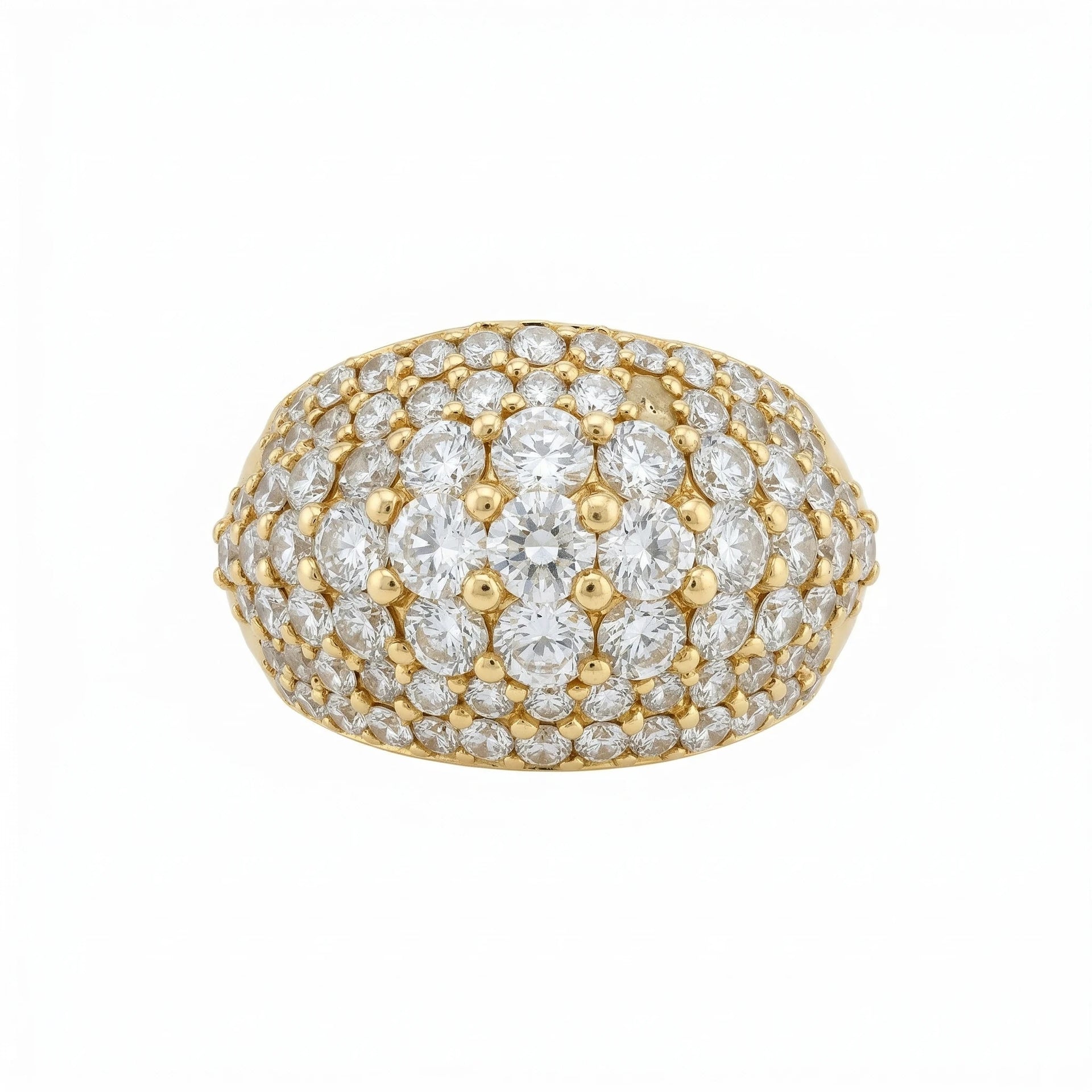 Non signée Bague Or jaune et Diamant pavage