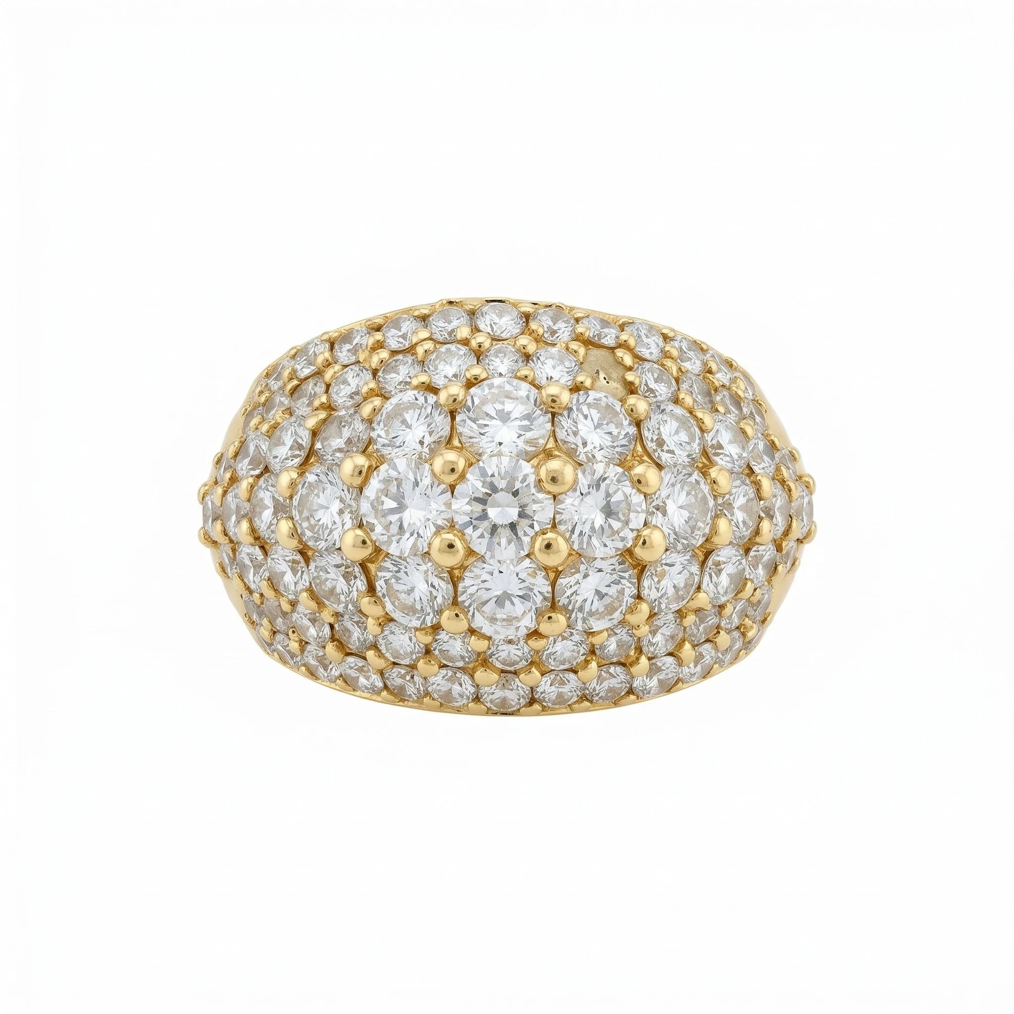 Non signée Bague Or jaune et Diamant pavage