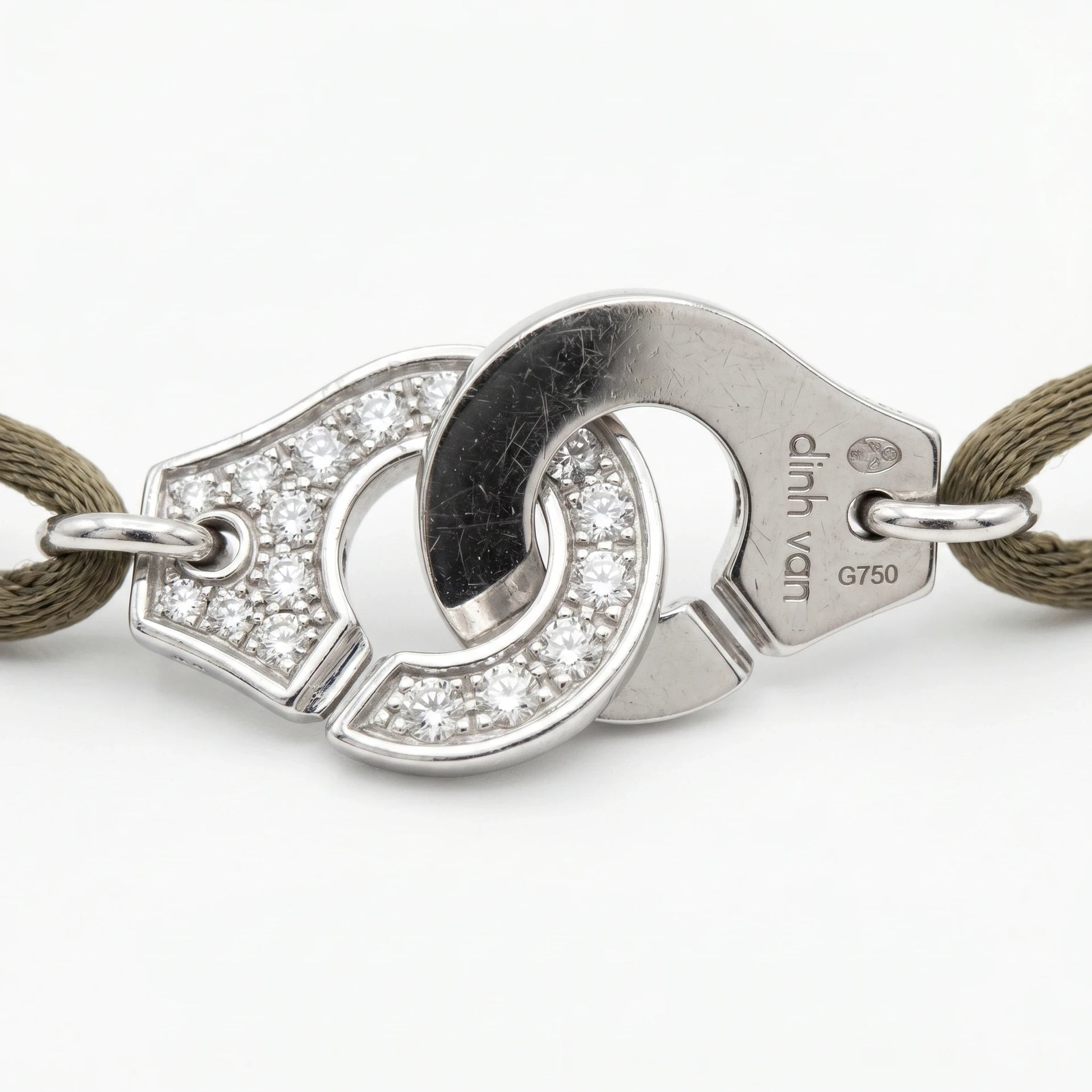 Dinh van Bracelet Menottes or et Diamant pavage