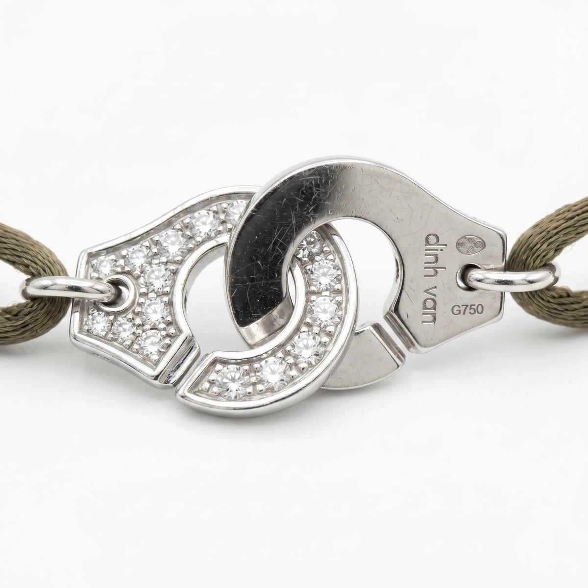 Dinh van Bracelet Menottes or et Diamant pavage