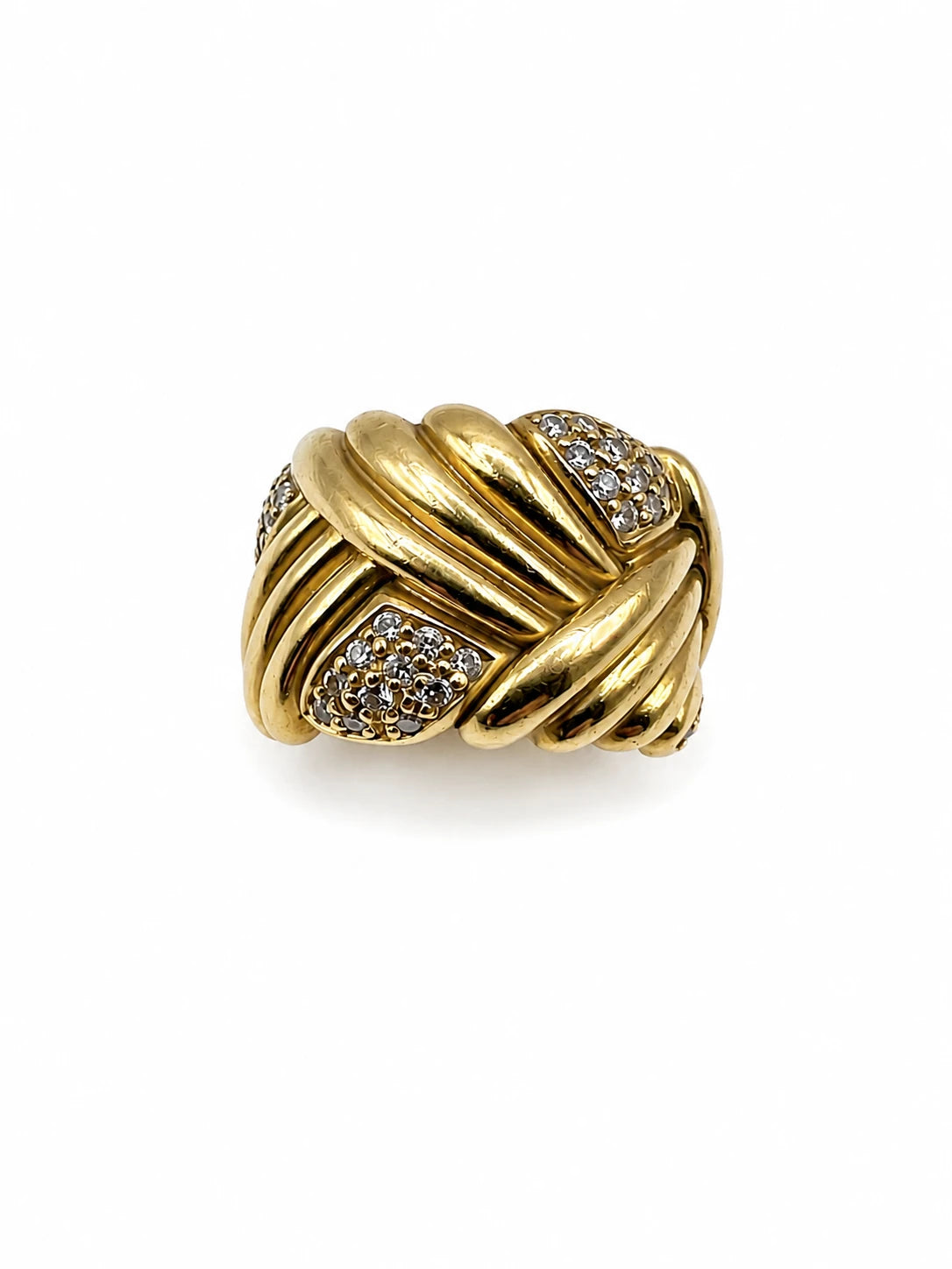 Bague Or jaune et Diamant pavage