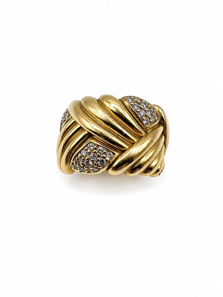 Bague Or jaune et Diamant pavage
