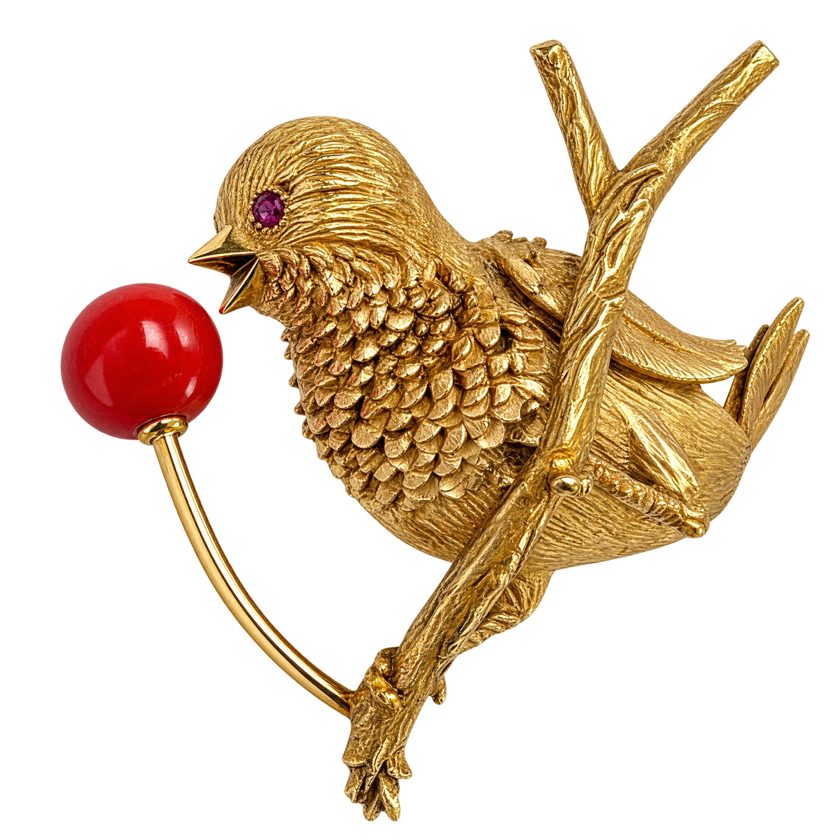 Hermès Broche or et Corail