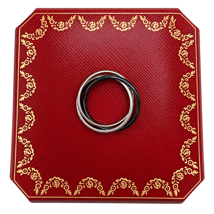 Cartier Bague Trinity or, céramique et Diamant pavage