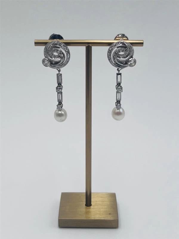 Boucles d'oreilles Or blanc et Diamant pavage