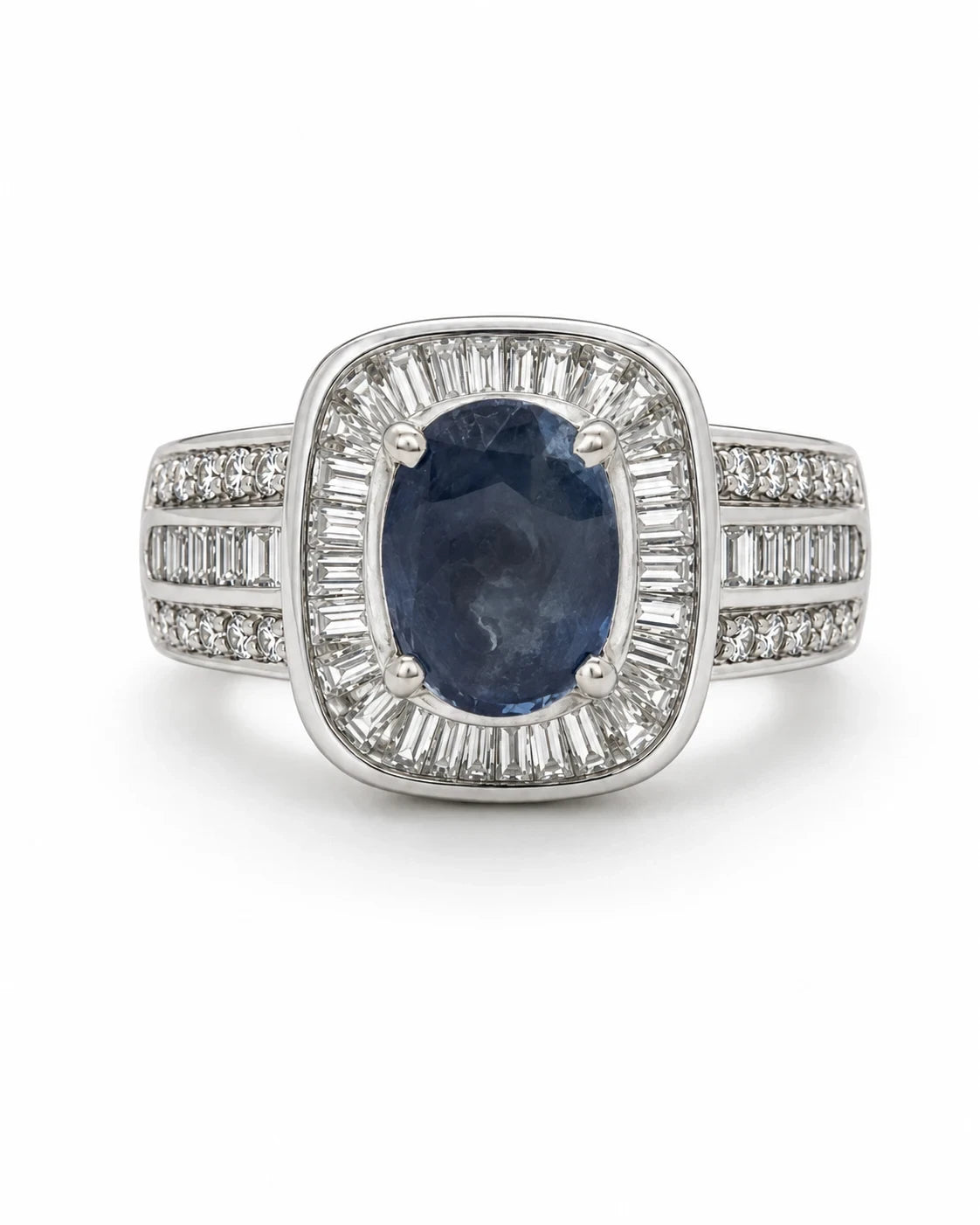 Bague Or blanc et Saphir