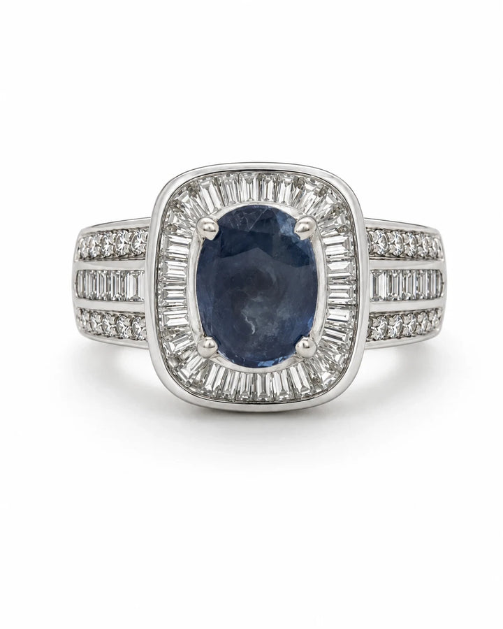 Bague Or blanc et Saphir