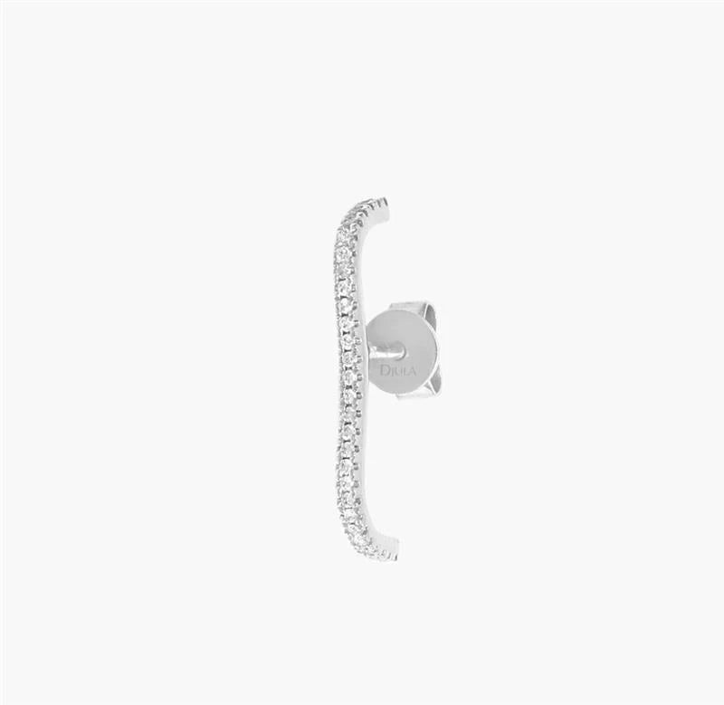 Djula Boucles d'oreilles Single bar Or blanc et Diamant pavage