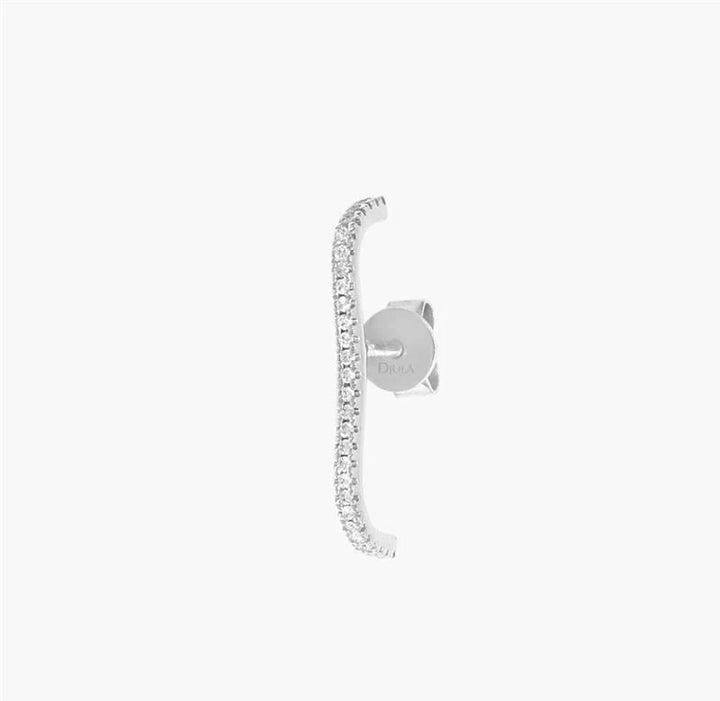 Djula Boucles d'oreilles Single bar Or blanc et Diamant pavage