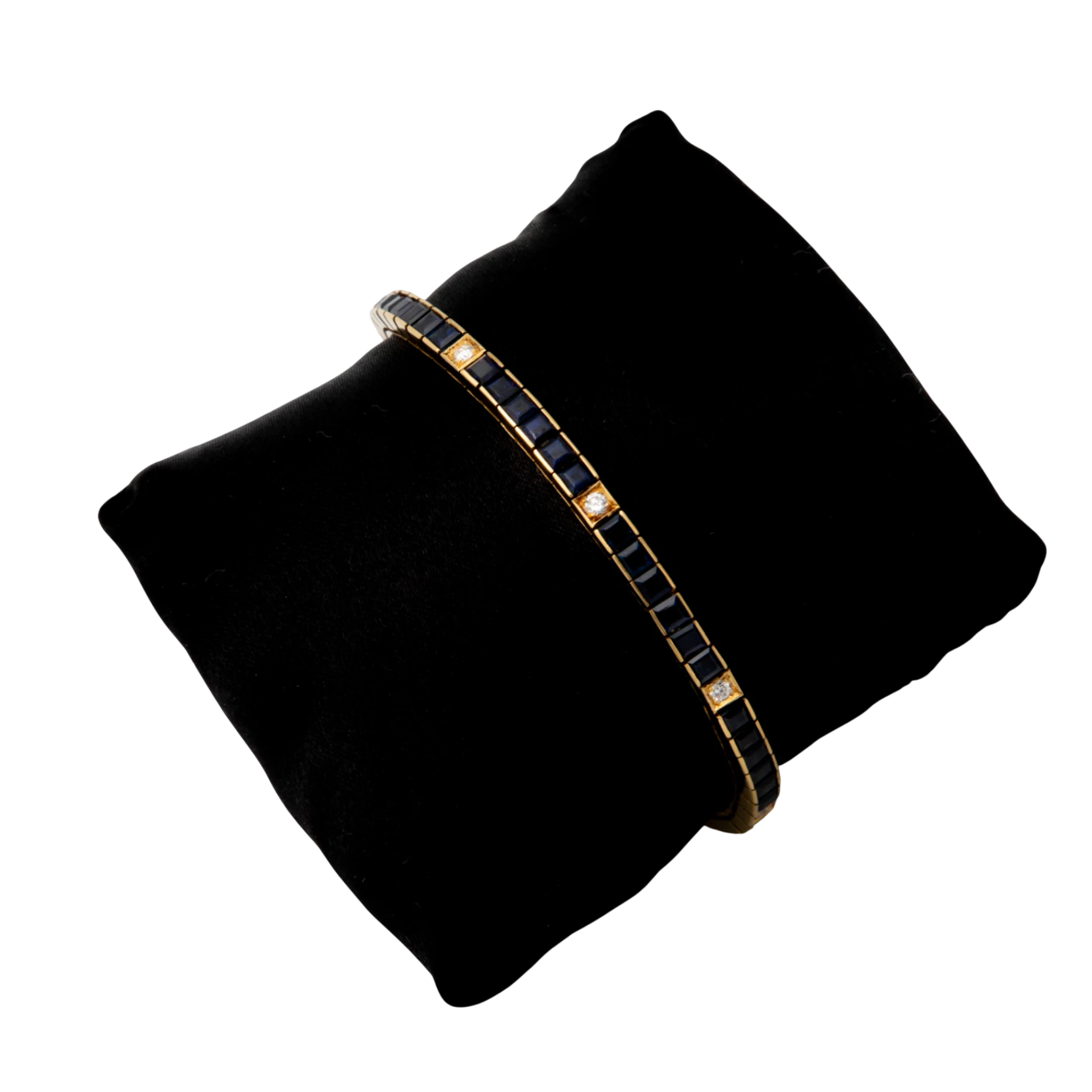 Omega Bracelet Or jaune et Pavé de saphirs