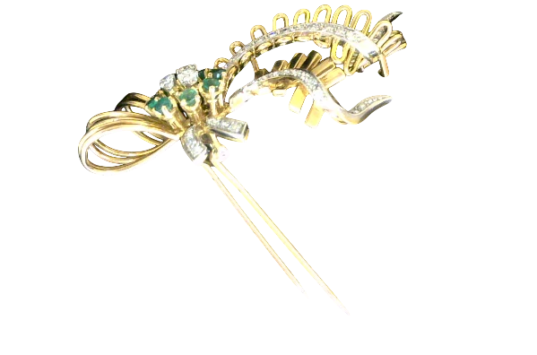 Broche or et Émeraude