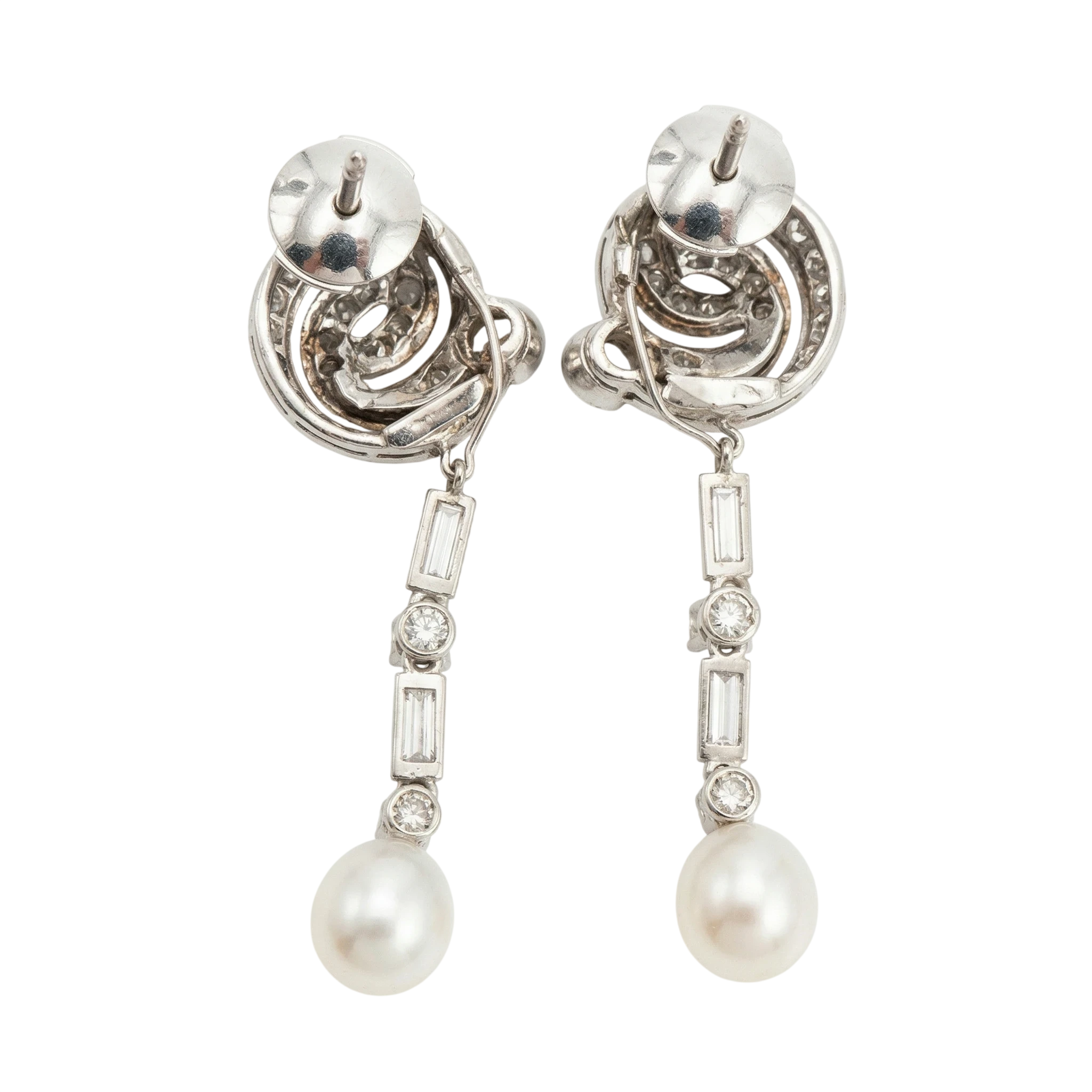 Boucles d'oreilles Or blanc et Diamant pavage