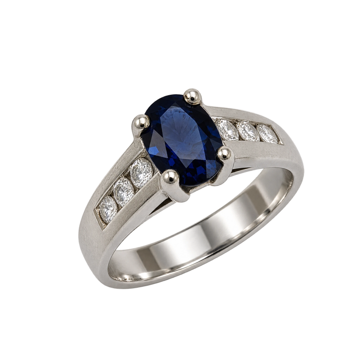 Bague solitaire or et Saphir