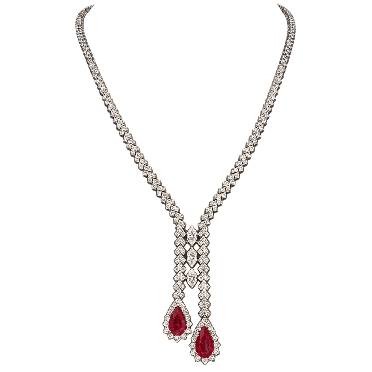 Collier or Diamants et rubis