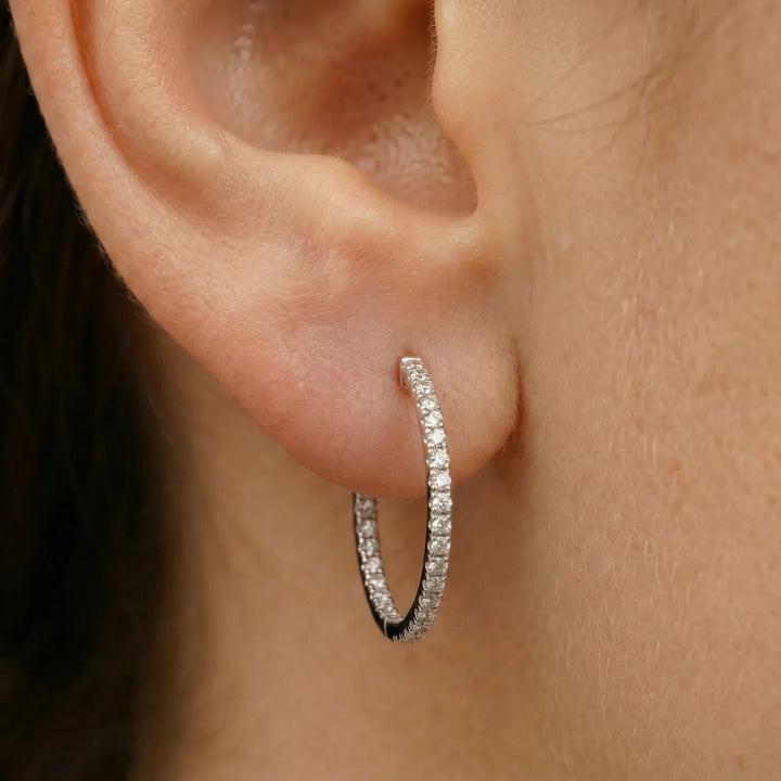 Boucles d'oreilles Or blanc et Diamant pavage