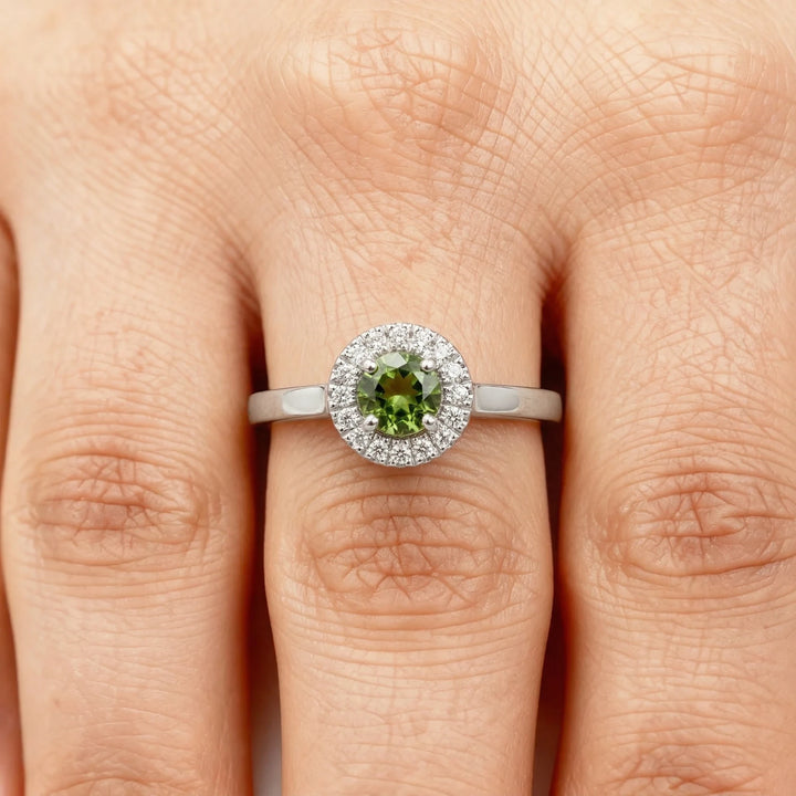 April by Bague Or blanc et Peridot