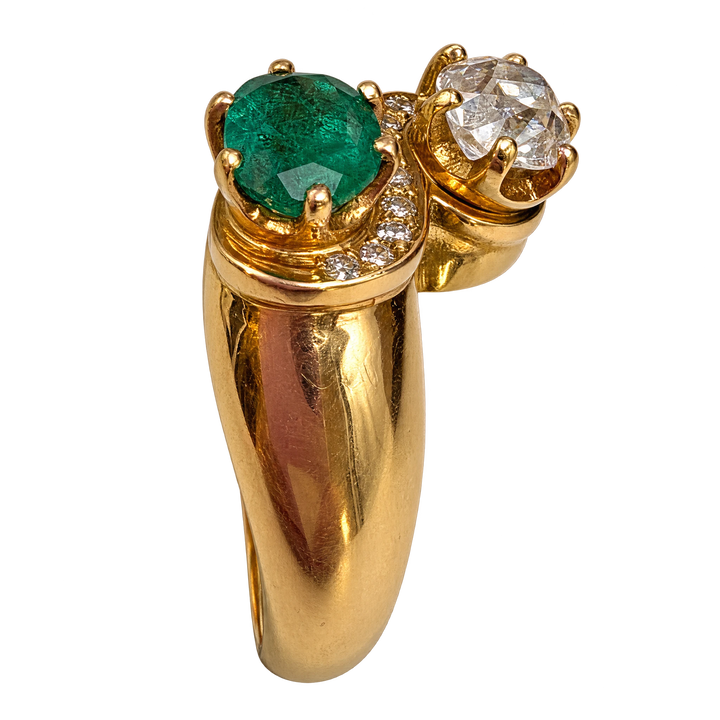 Bague or  Diamant et Emeraude