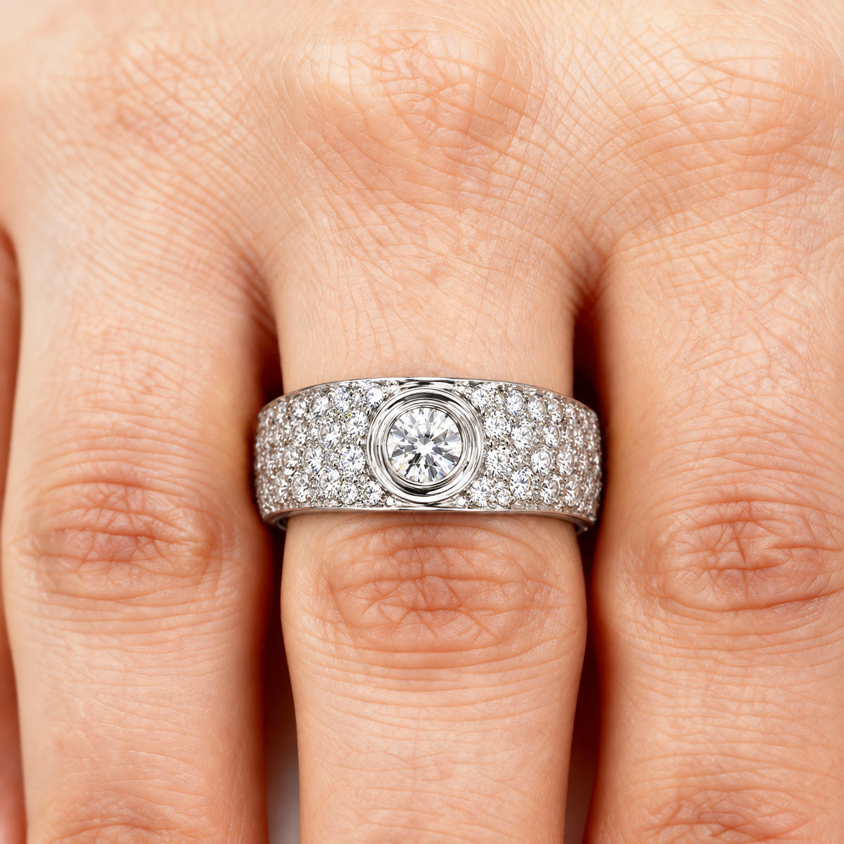 Bague or et Diamant pavage