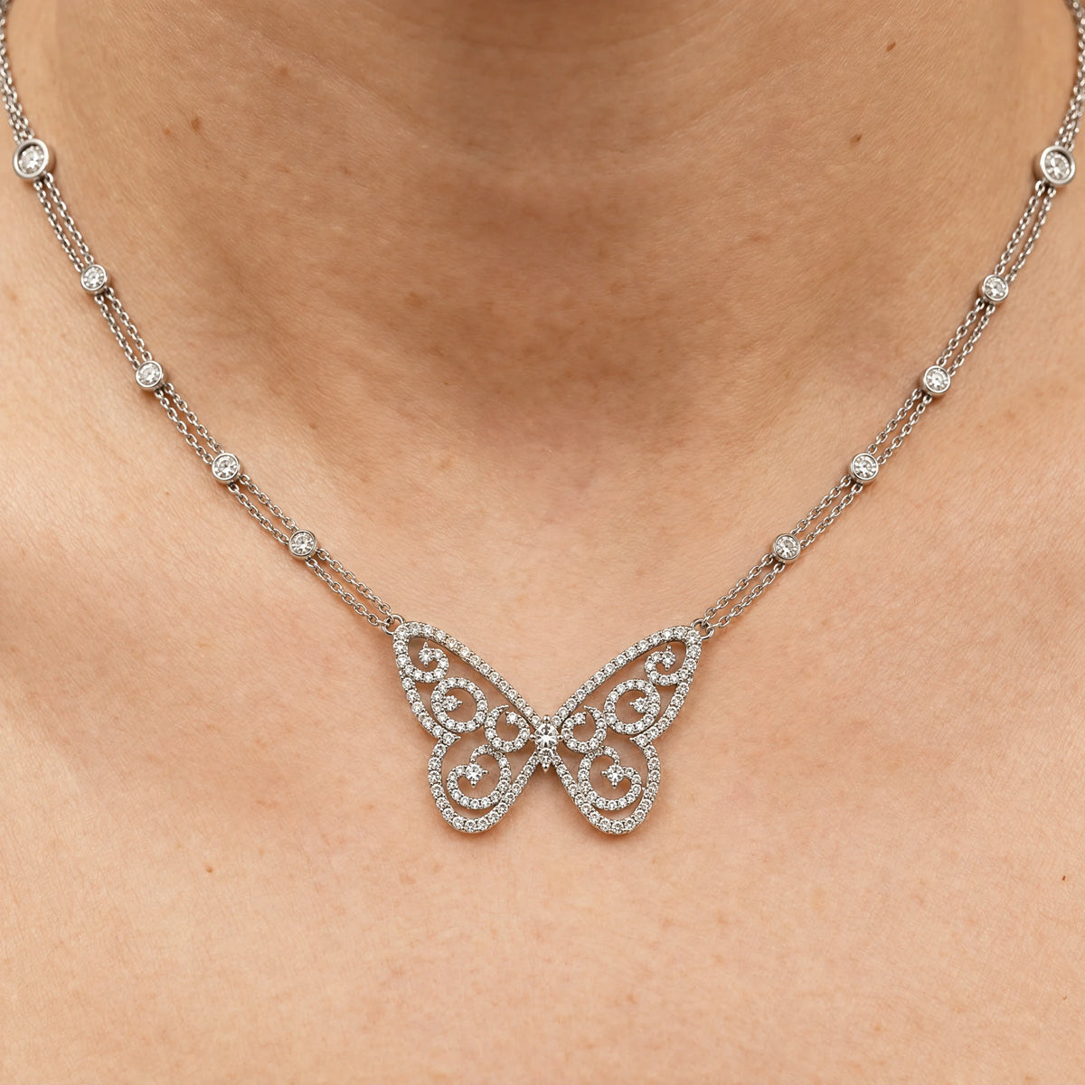 Collier Papillon or et Diamant pavage