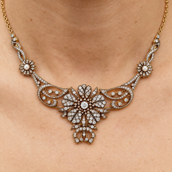 Collier or & argent belle époque