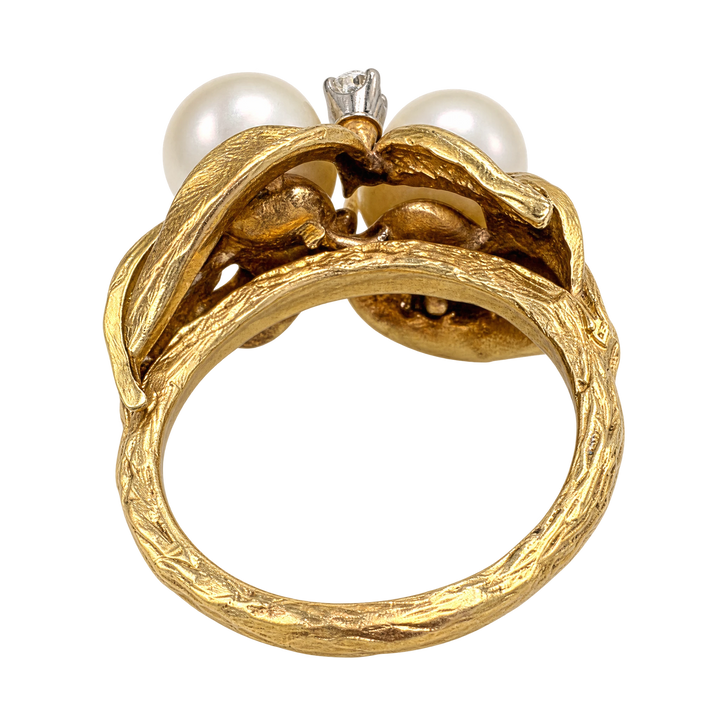 Bague or jaune et Perle