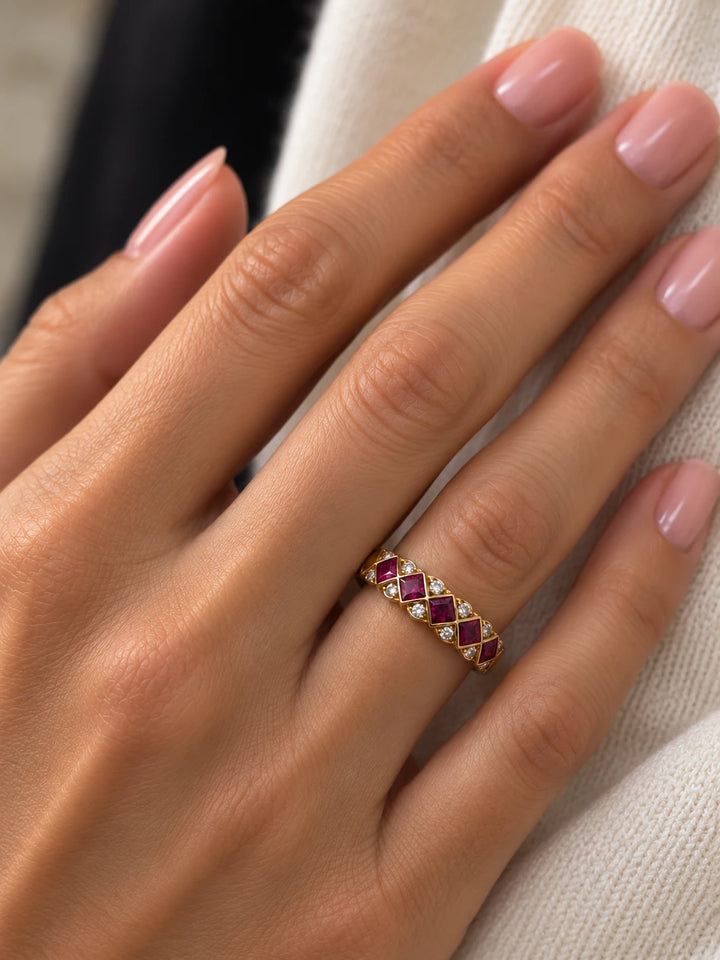 Bague or et Diamant et rubis