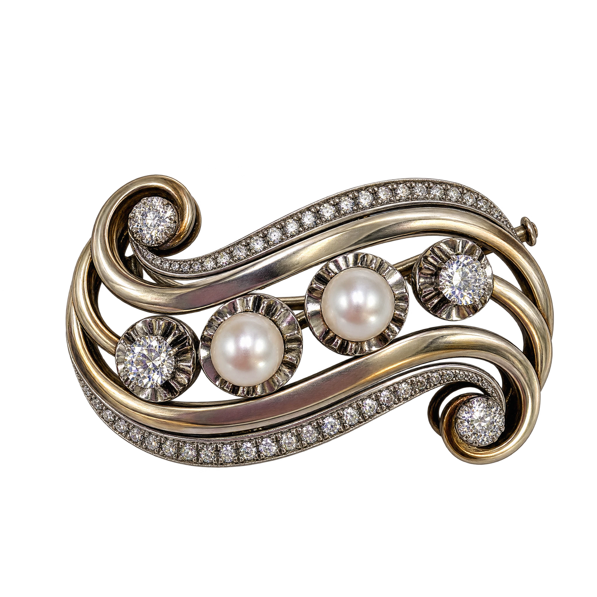Broche or et Perle