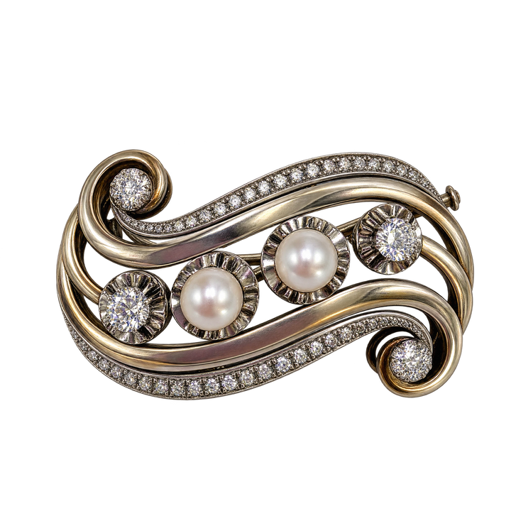 Broche or et Perle