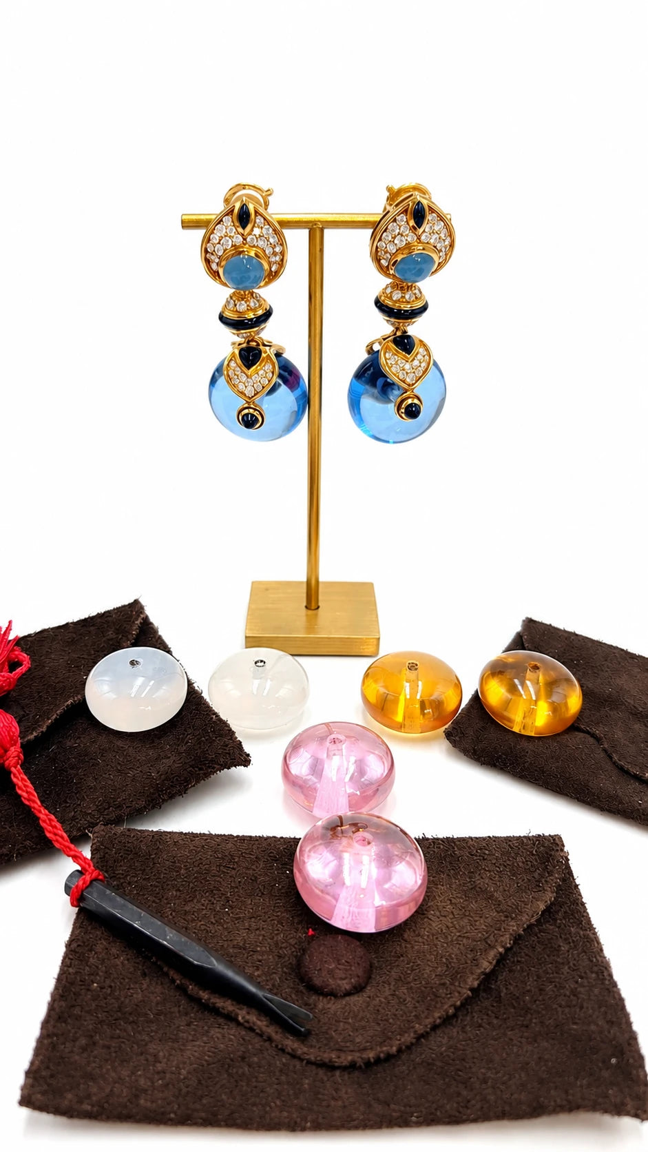 Marina B. Boucles d'oreilles Pneu or et Diamant pavage