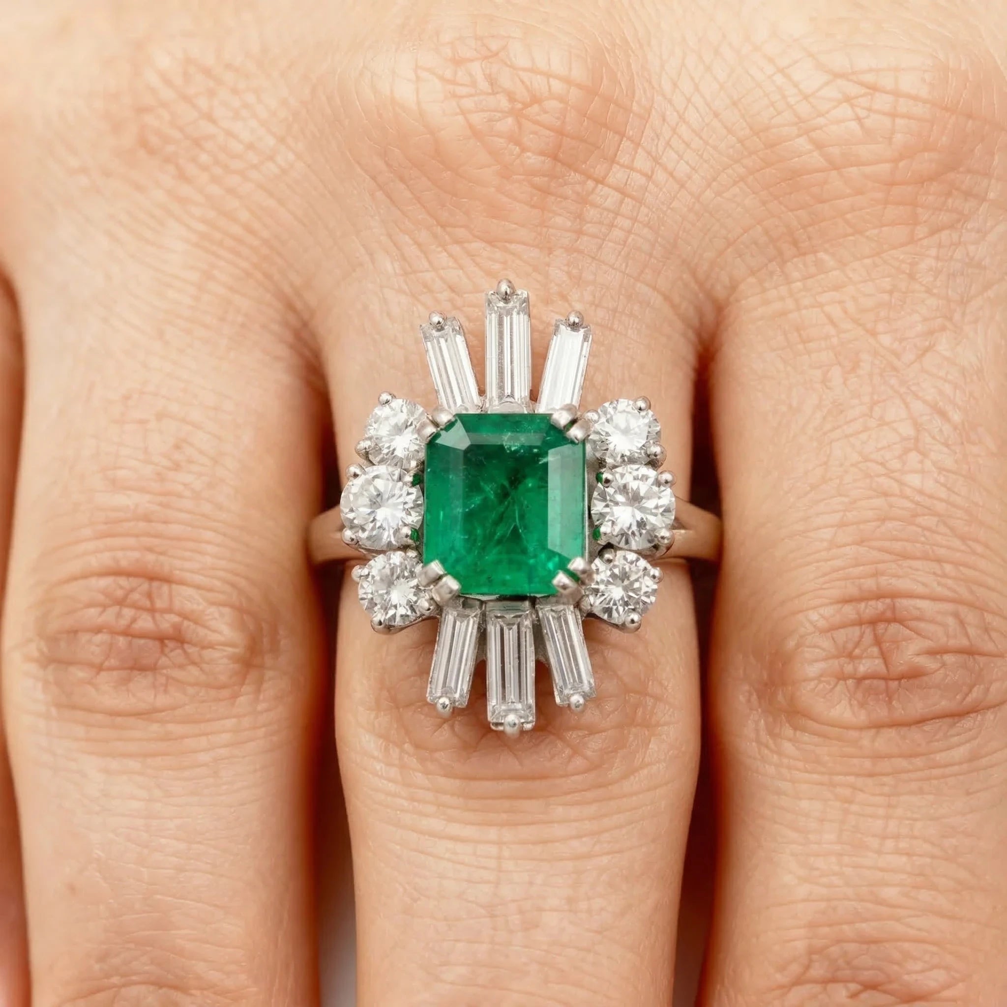 Bague Platine et Émeraude