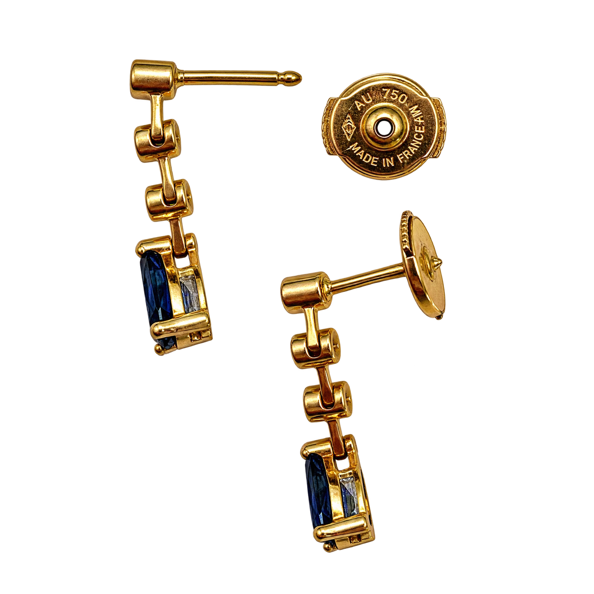Boucles d'oreilles or et Saphir