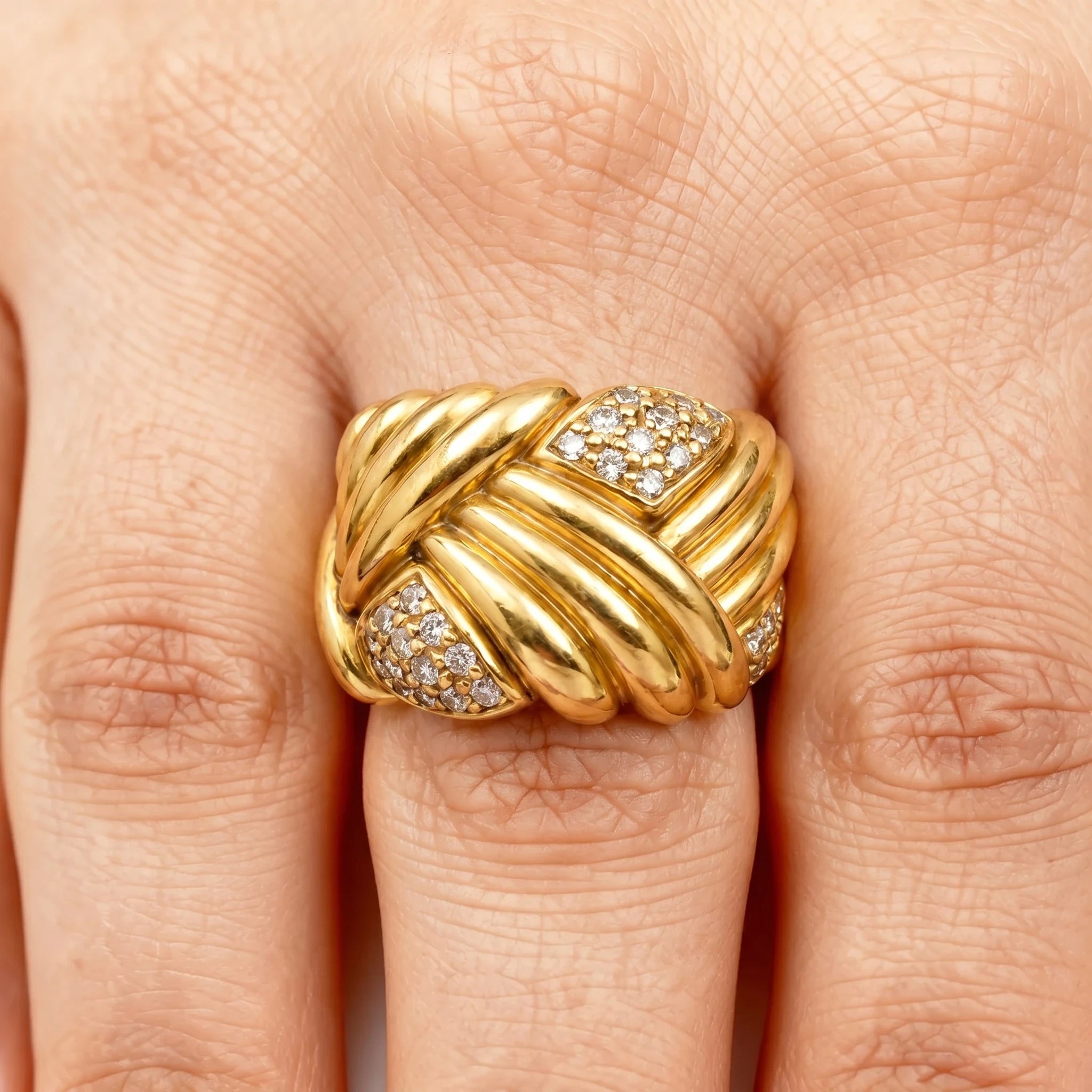 Bague Or jaune et Diamant pavage