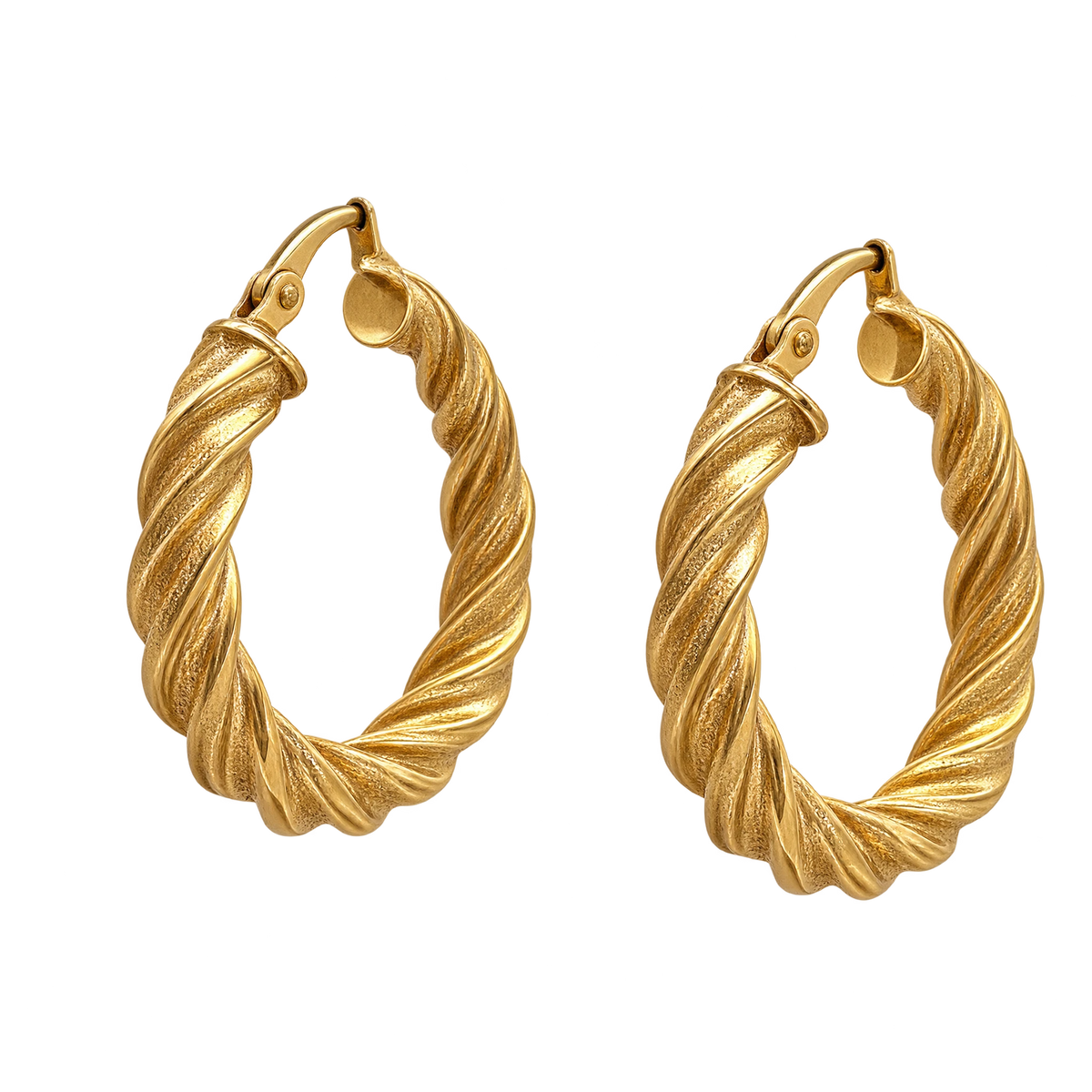 Boucles d'oreilles créoles en or torsadé