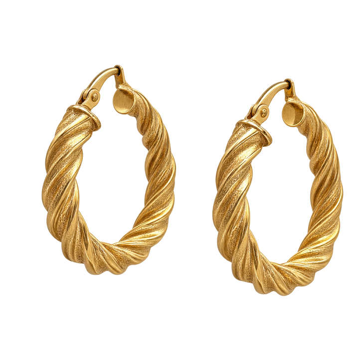 Boucles d'oreilles créoles en or torsadé
