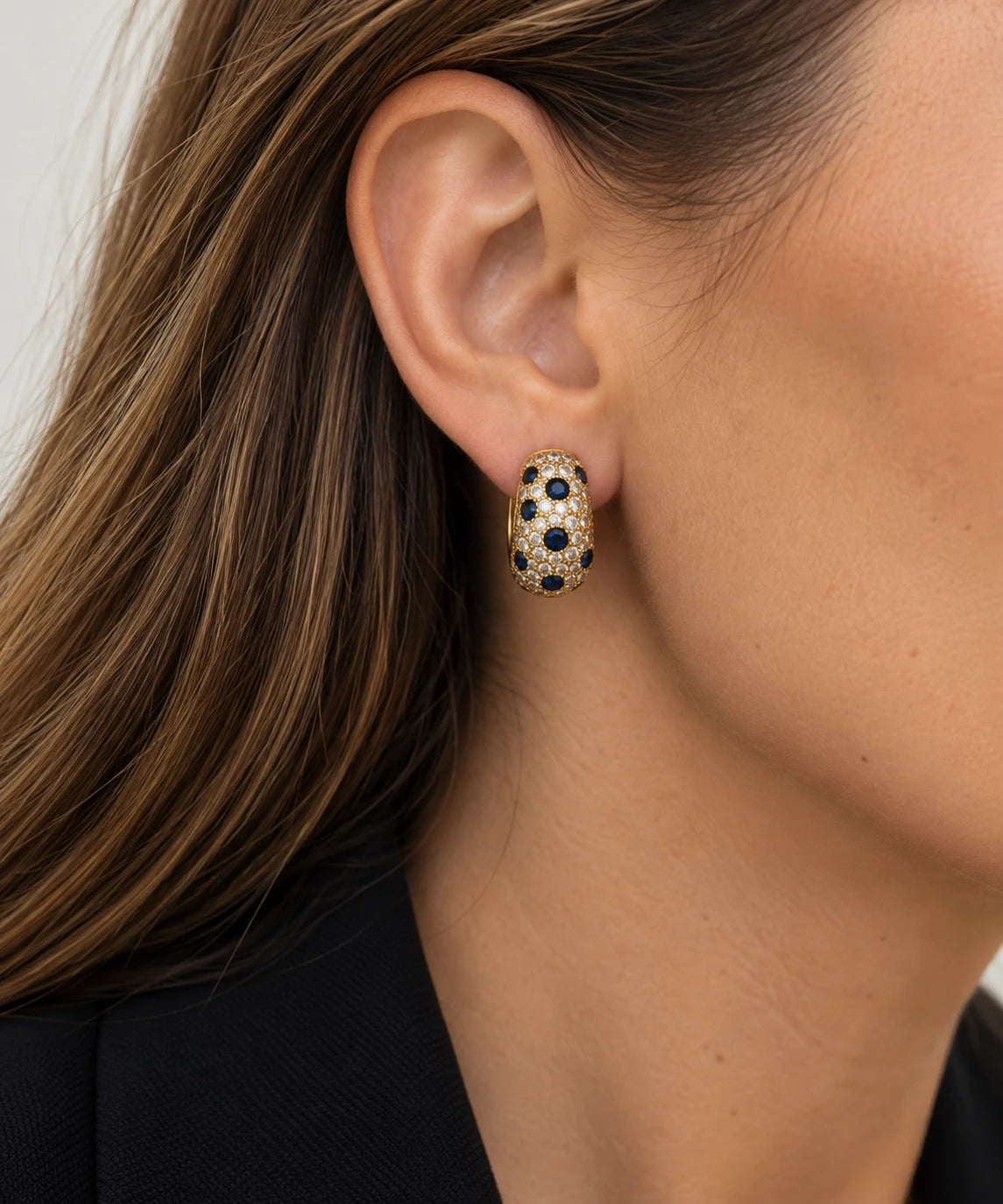 Boucles d'oreilles or et Diamant pavage
