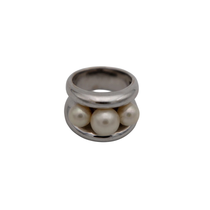 Poiray Bague Fidji Or blanc et Perle de culture