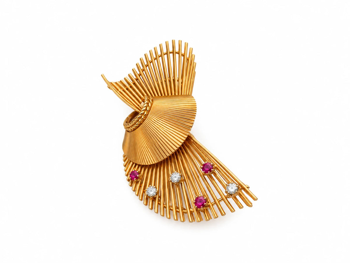 Broche or et Rubis