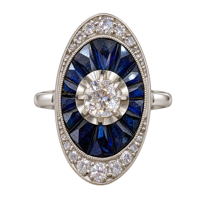 Bague or Diamant et saphir
