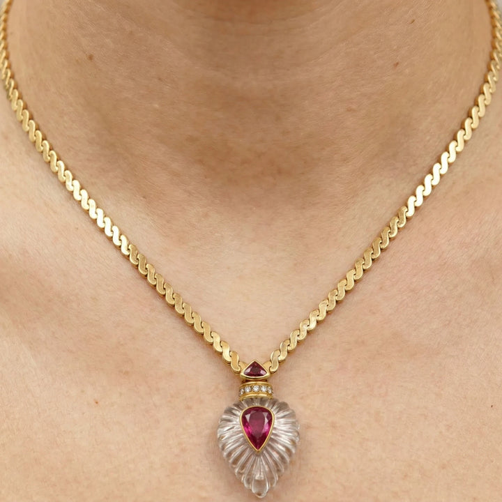 OJ Perrin Collier Haute Joaillerie Or jaune et Cristal de roche