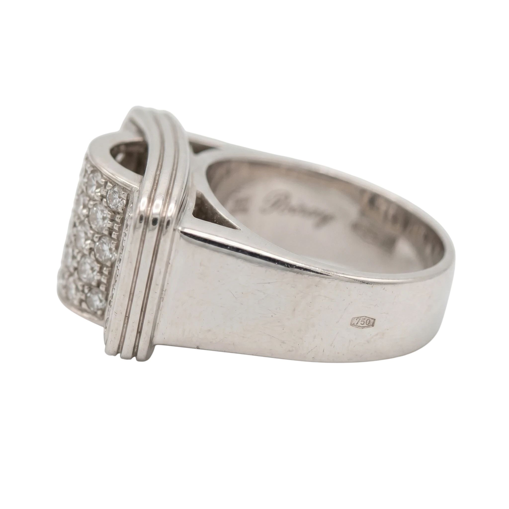 Poiray Bague Or blanc et Diamant pavage