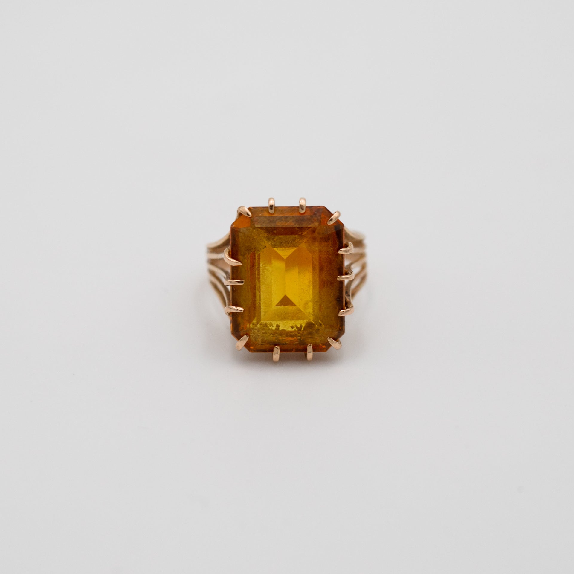 Bague cocktail citrine or jaune