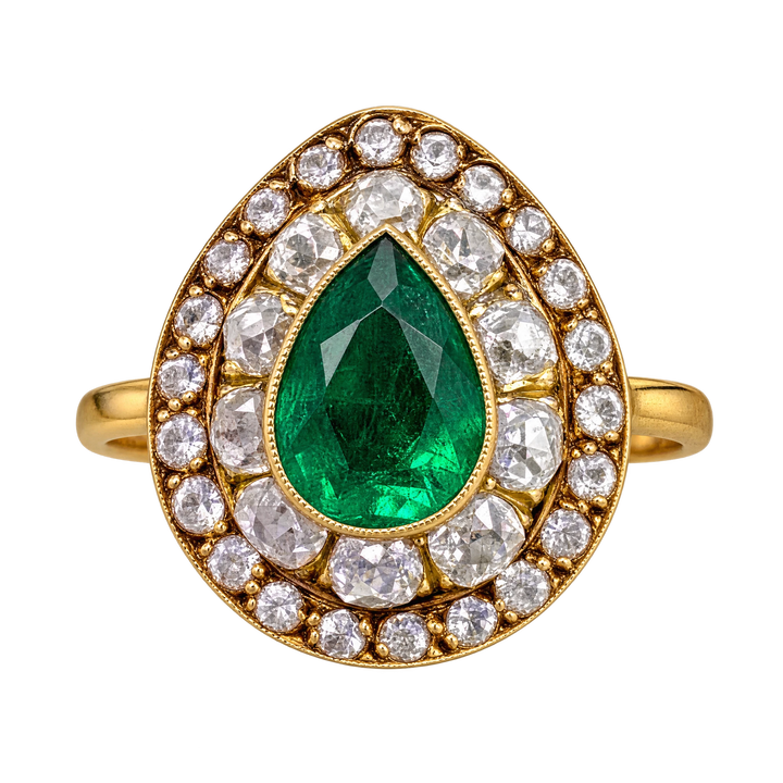 Bague or et Émeraude et diamants